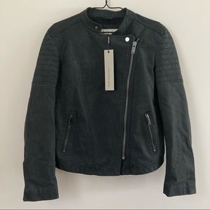 NWT Calvin Klein Faux-Leather Black Moto Jacket